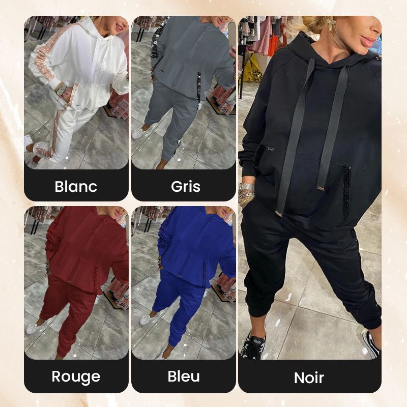🌷Offre limitée à moitié prix - Ensemble 2 pièces avec haut à capuche à cordon et pantalon 💞 pour femmes