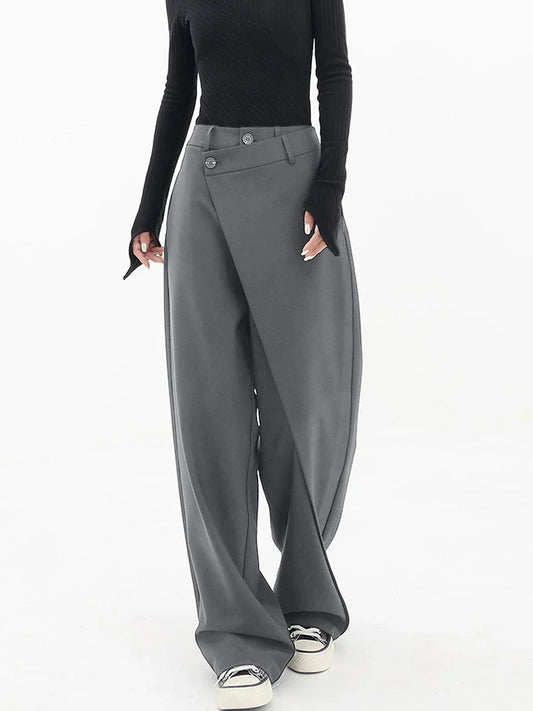 Pantalon pour femme asymétrique élégant avec ceinture ajustée