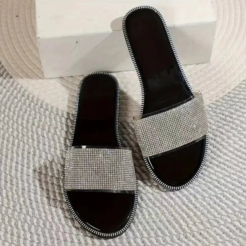 Yvette – sandales plates scintillantes à strass