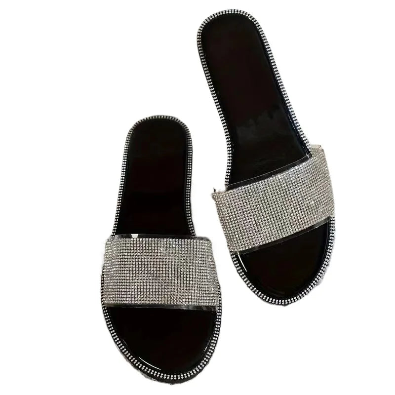 Yvette – sandales plates scintillantes à strass