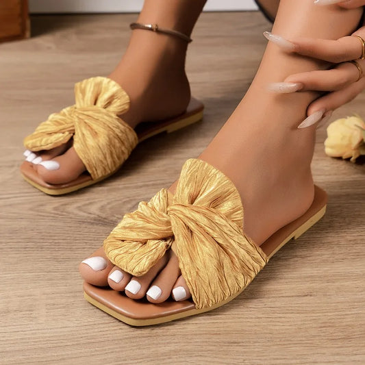 Albertine – sandales plates à nœud plissé élégant