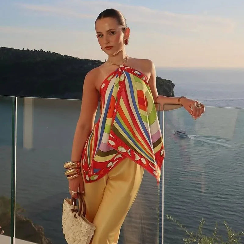 Joie – top dos nu imprimé à lien chaîne chic