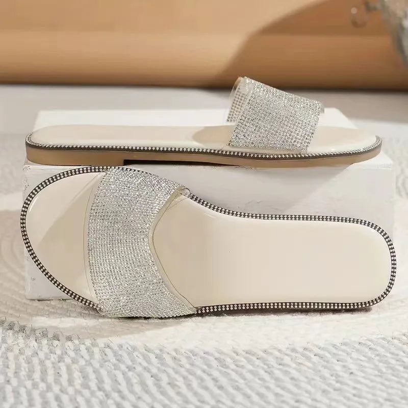 Yvette – sandales plates scintillantes à strass