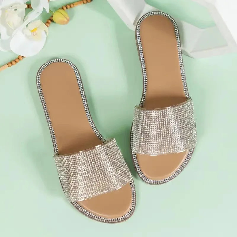 Yvette – sandales plates scintillantes à strass