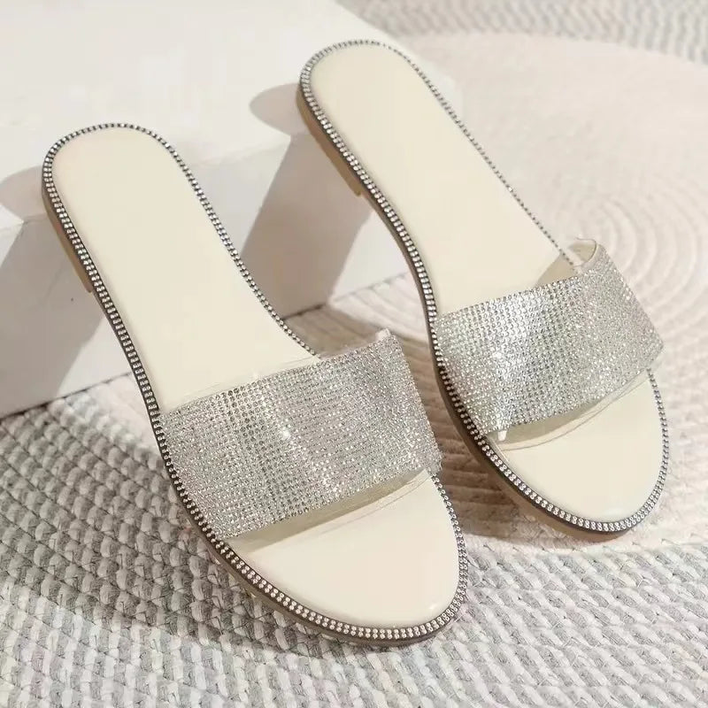 Yvette – sandales plates scintillantes à strass