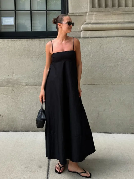 Charlène – robe longue fluide à fines bretelles d’été