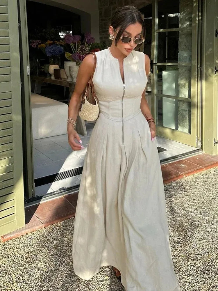 Camélia – robe longue sans manches au charme naturel