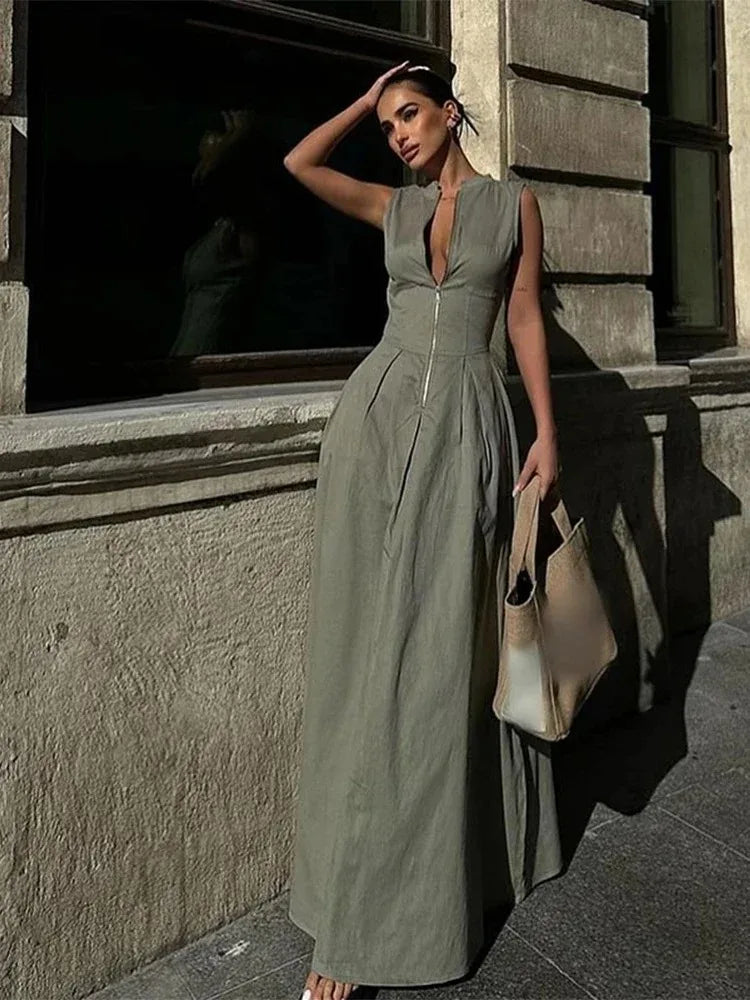 Camélia – robe longue sans manches au charme naturel