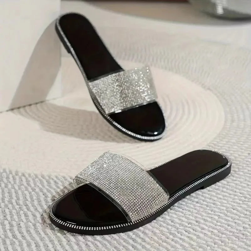 Yvette – sandales plates scintillantes à strass