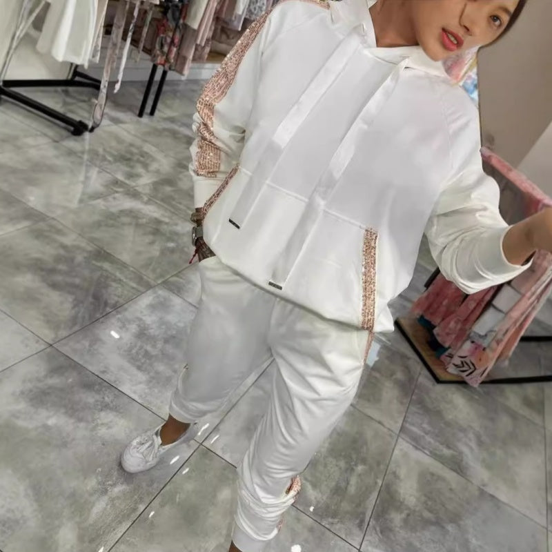 🌷Offre limitée à moitié prix - Ensemble 2 pièces avec haut à capuche à cordon et pantalon 💞 pour femmes