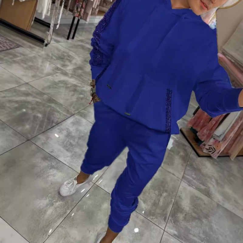 🌷Offre limitée à moitié prix - Ensemble 2 pièces avec haut à capuche à cordon et pantalon 💞 pour femmes