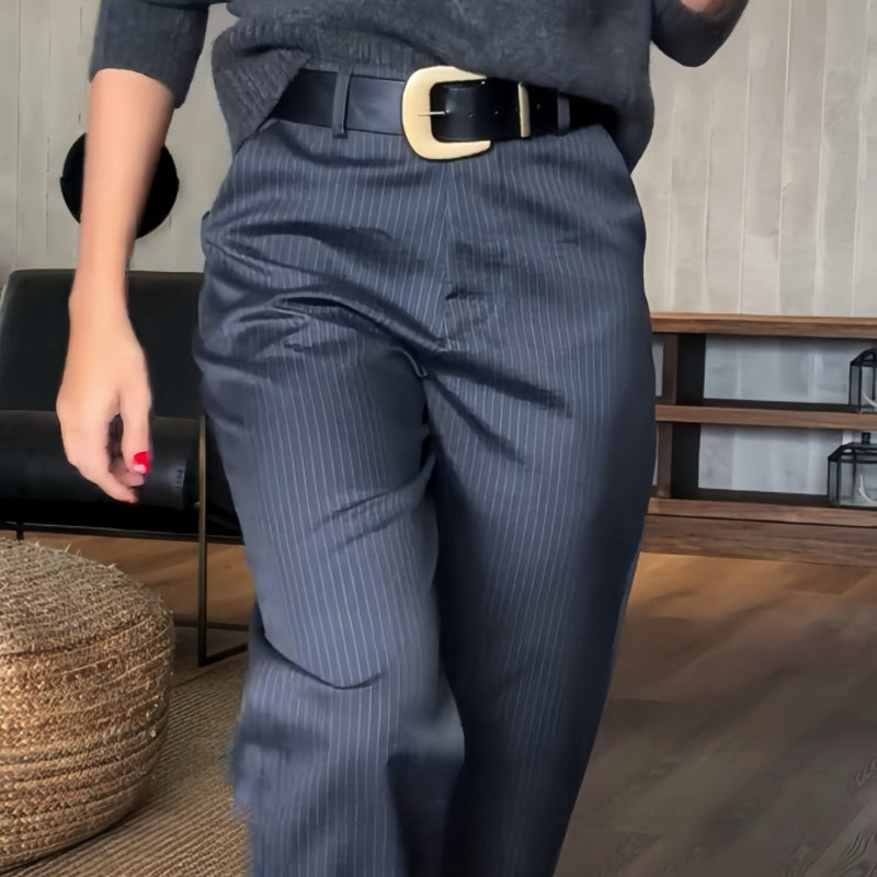 Pantalon Tailleur Droit Décontracté Taille Haute pour Femmes