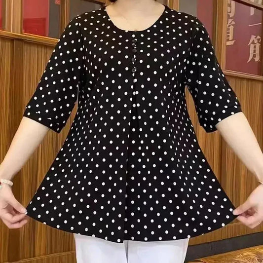 Aliénor – blouse fluide à pois et charme rétro