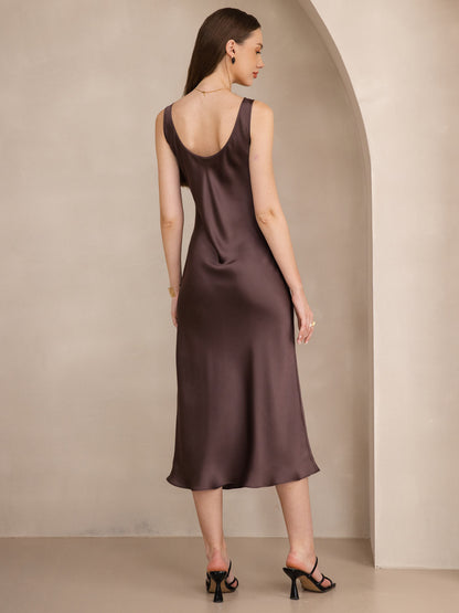 Pure Soie Sangle Larges Sans Manches Longue Robe