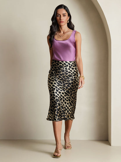 Jupe Élégante Basique en Soie Pure