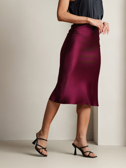 Jupe Élégante Basique en Soie Pure