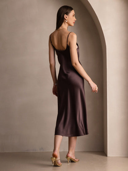 Robe Longue en Soie Pure avec Bretelles Spaghetti