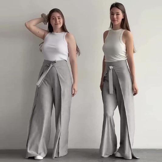 Lili – pantalon fluide à liens croisés et silhouette élancée
