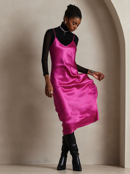 Robe Longue en Soie Pure avec Bretelles Spaghetti