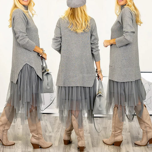 Elyna – ensemble doux pull long et jupe en tulle