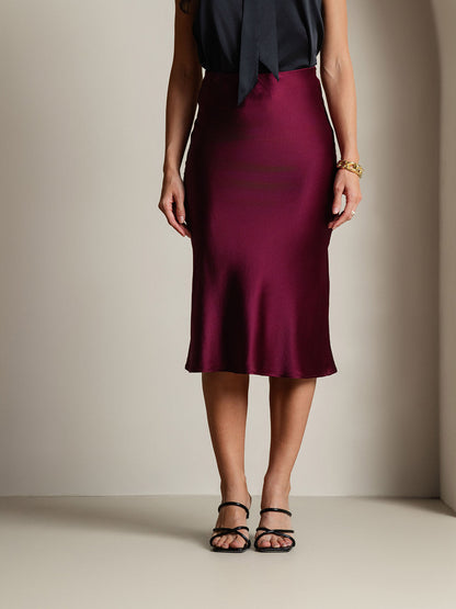 Jupe Élégante Basique en Soie Pure