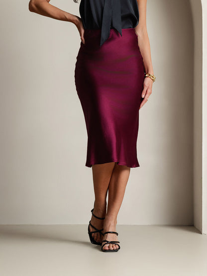 Jupe Élégante Basique en Soie Pure