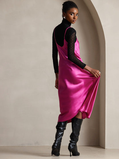 Robe Longue en Soie Pure avec Bretelles Spaghetti