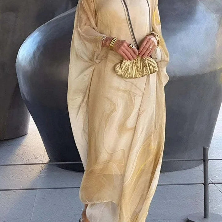 Aileen – robe fluide en chiffon imprimé marbré