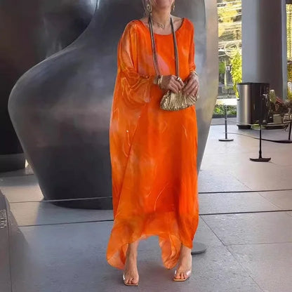 Aileen – robe fluide en chiffon imprimé marbré