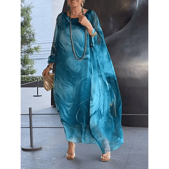 Aileen – robe fluide en chiffon imprimé marbré