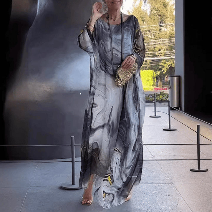 Aileen – robe fluide en chiffon imprimé marbré