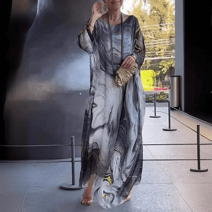 Aileen – robe fluide en chiffon imprimé marbré