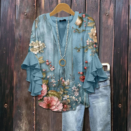 Blouse À Imprimé Floral Vintage