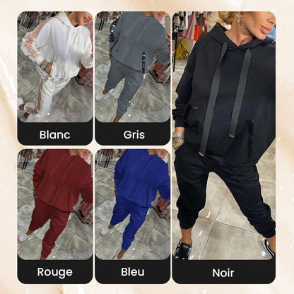 🌷Offre limitée à moitié prix - Ensemble 2 pièces avec haut à capuche à cordon et pantalon 💞 pour femmes