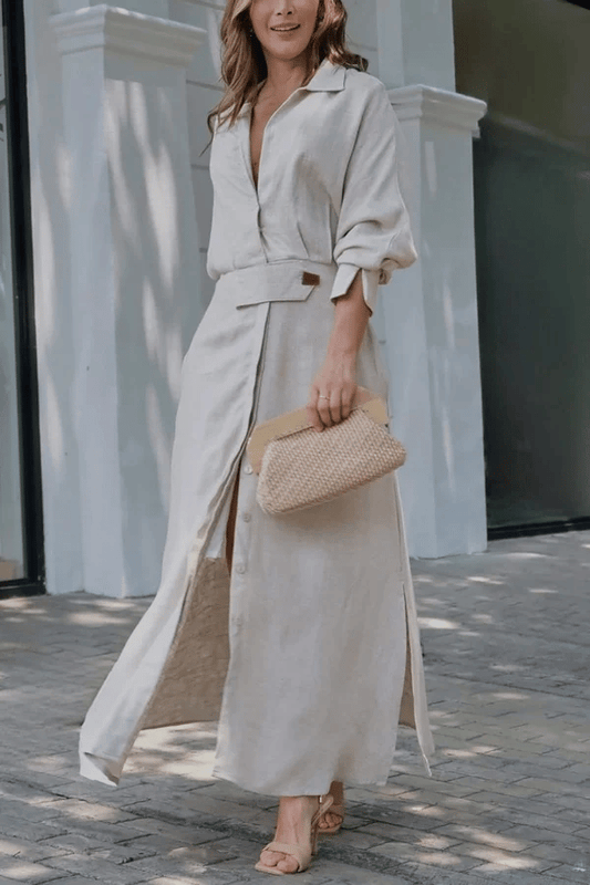 Eléa - robe longue en coton et lin intemporelle
