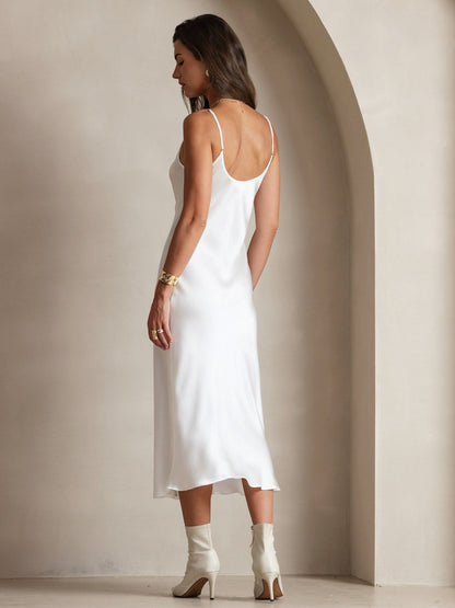 Robe Longue en Soie Pure avec Bretelles Spaghetti