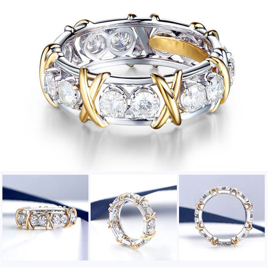 Julia – bague éternité cristaux et or croisé