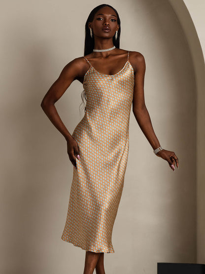 Robe Longue en Soie Pure avec Bretelles Spaghetti