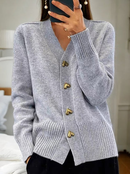 Cardigan boutonné en laine, incontournable décontracté pour l’hiver