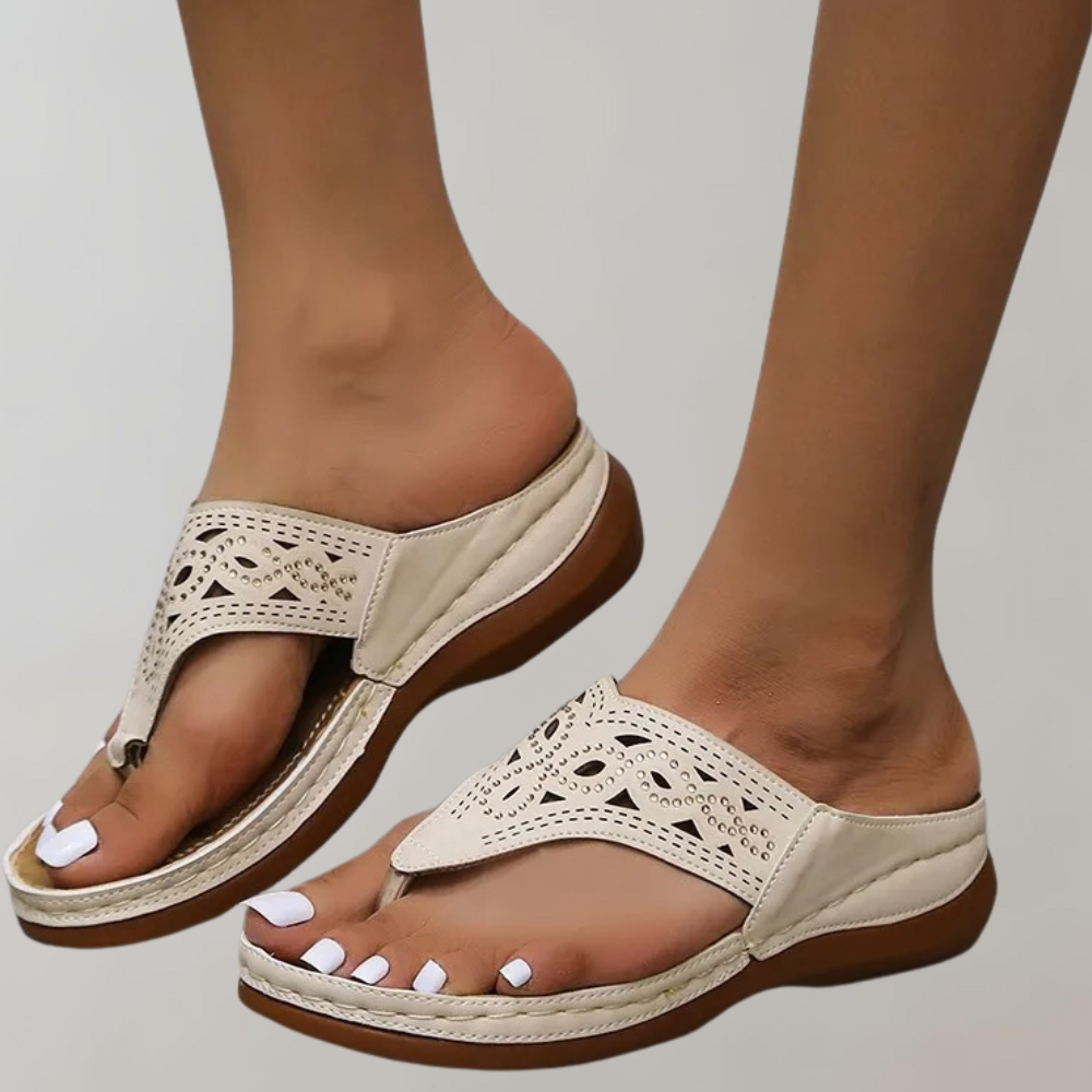 Sandales d'été confortables en cuir souple élégance féminine