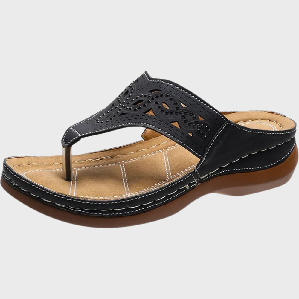 Sandales d'été confortables en cuir souple élégance féminine