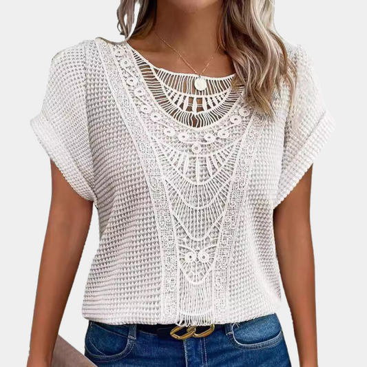 Chemise d'été élégante col rond légère pour sorties estivales