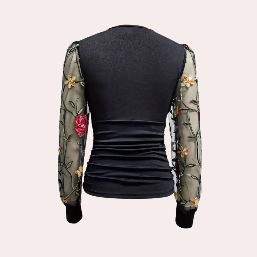 Top élégant brodé floral été doux et féminin Amélie