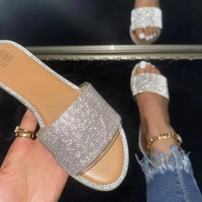 Yvette – sandales plates scintillantes à strass