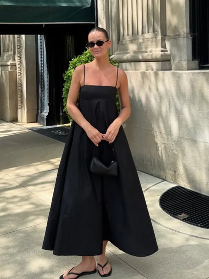 Charlène – robe longue fluide à fines bretelles d’été