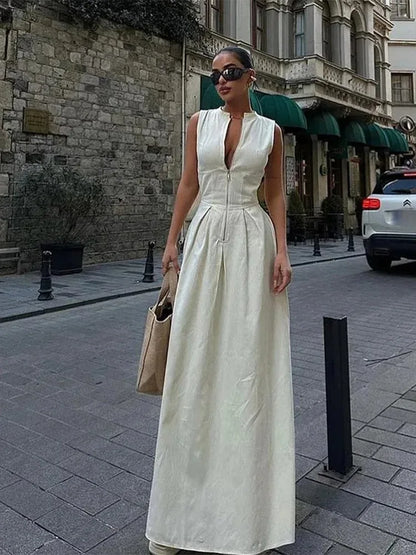 Camélia – robe longue sans manches au charme naturel