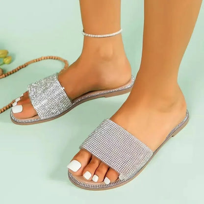 Yvette – sandales plates scintillantes à strass