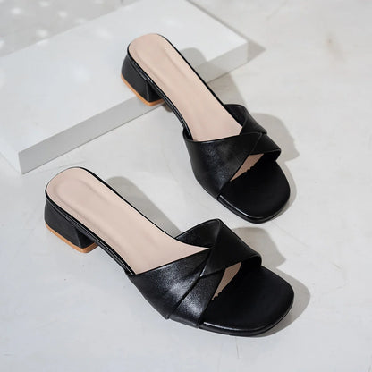 Martine – mules carrées minimalistes à petit talon