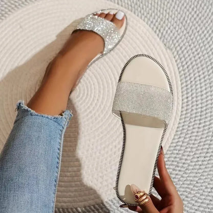 Yvette – sandales plates scintillantes à strass