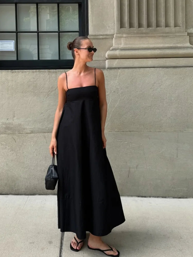 Charlène – robe longue fluide à fines bretelles d’été